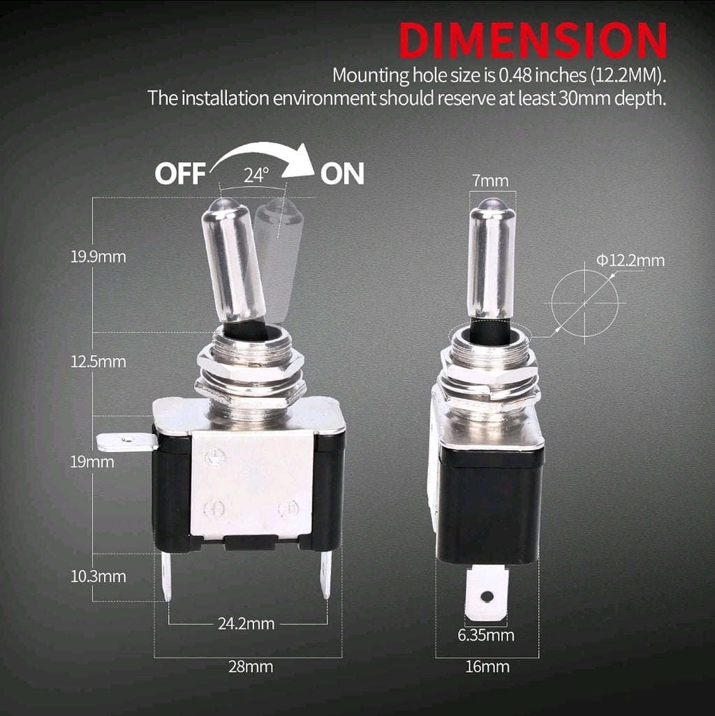 BLUE TOGGLE SWITCH 12V 20A 2 PACK