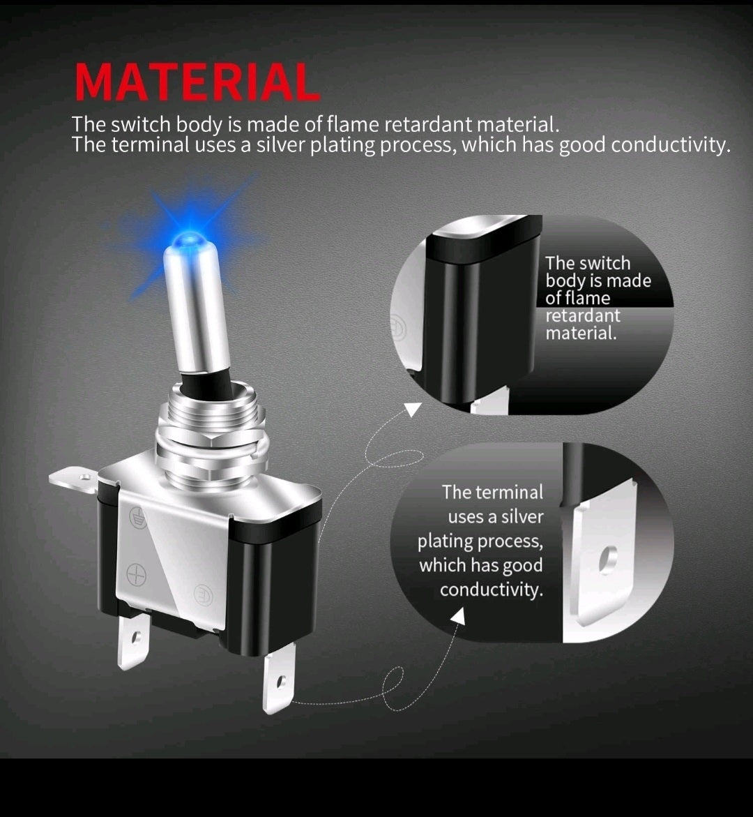 BLUE TOGGLE SWITCH 12V 20A 2 PACK